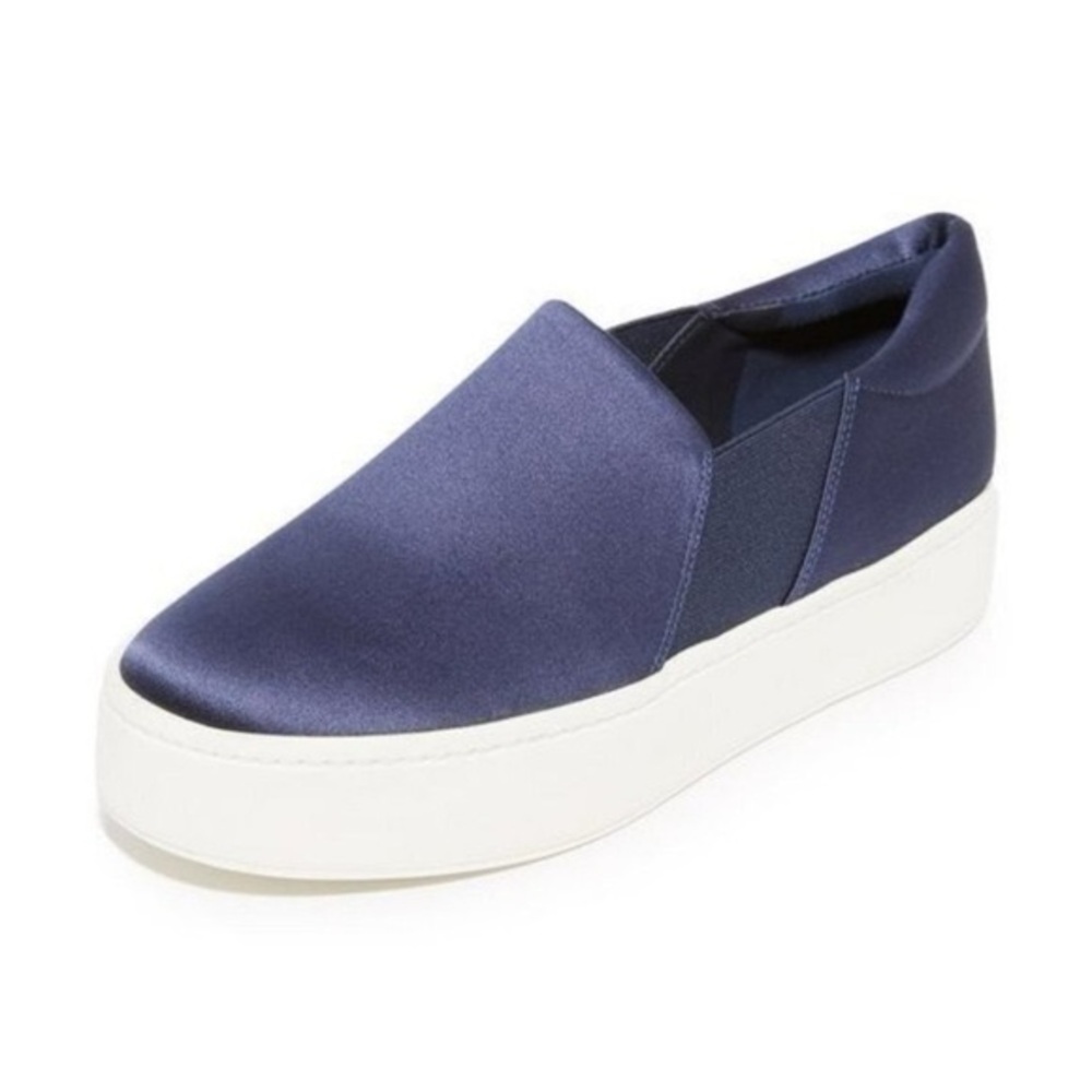 Vince Women's Warren Platform Slip-On Sneakers in a navy satin - 9